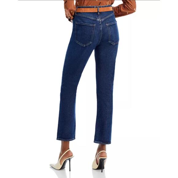 AGOLDE Riley Long Jeans High Rise Straight Leg Divided Blue 30 Blue Button Fly - Picture 2 of 10